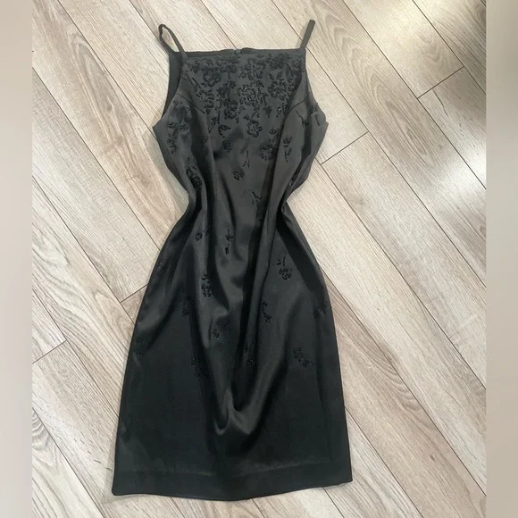 Vintage Y2K CDC perfect black midi dress with beaded embroidery size 2 - Picture 1 of 6